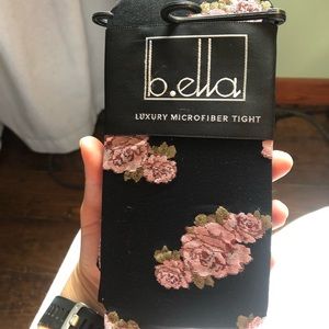 NWT black floral print tights